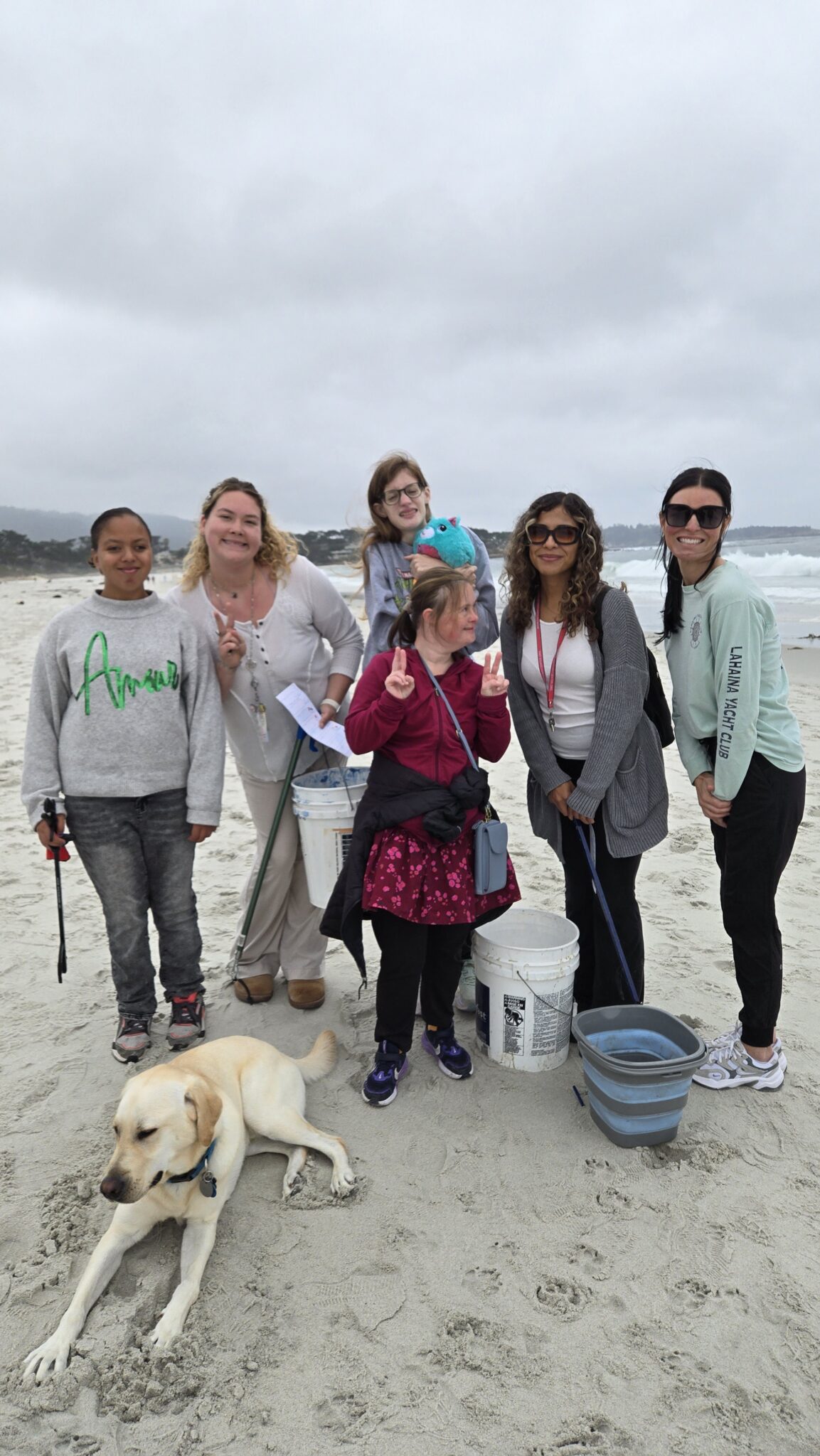 Gateway Center participants at Carmel Beach cleanup with Save Our Shores